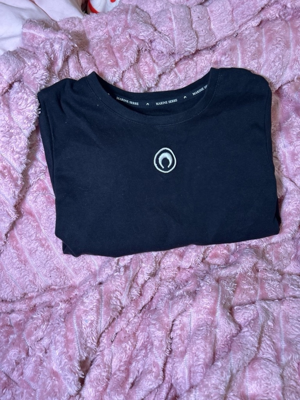 Marine Serre Black Short Sleeve Logo Tee